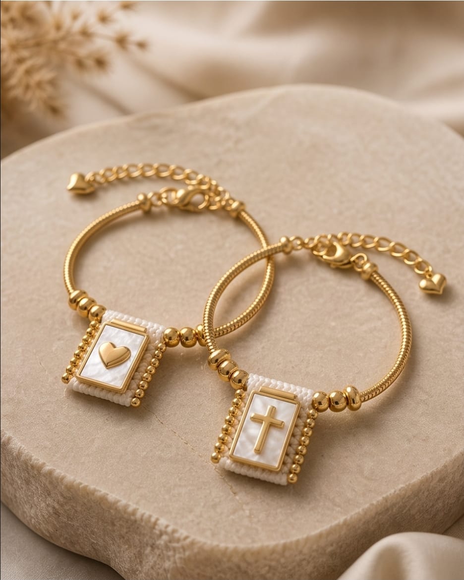 Scapular Bracelet Cross and Heart
