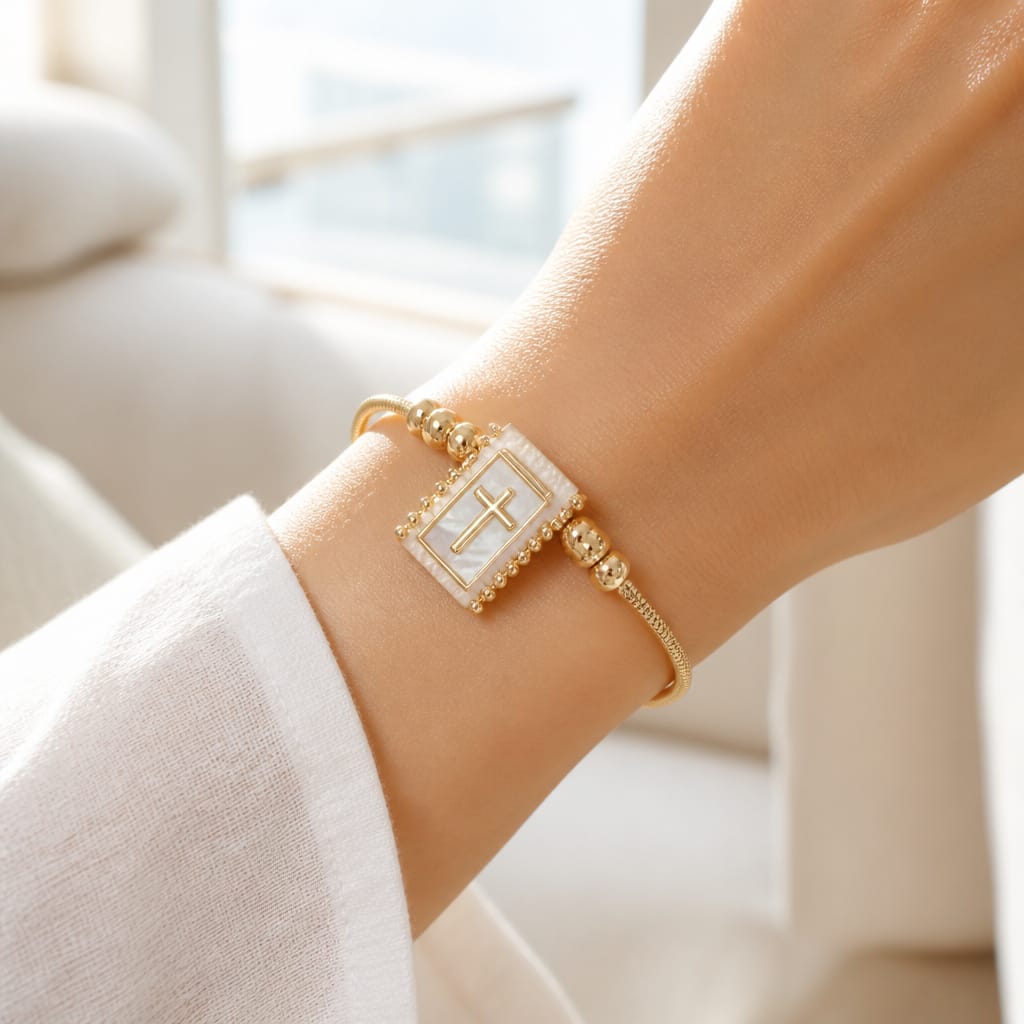 Scapular Bracelet Cross and Heart